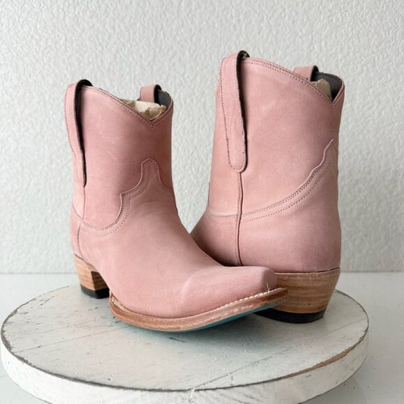 Lane EMMA JANE Womens Cowboy Bootie 7.5 Pink Leather Western Cowgirl Short Boots